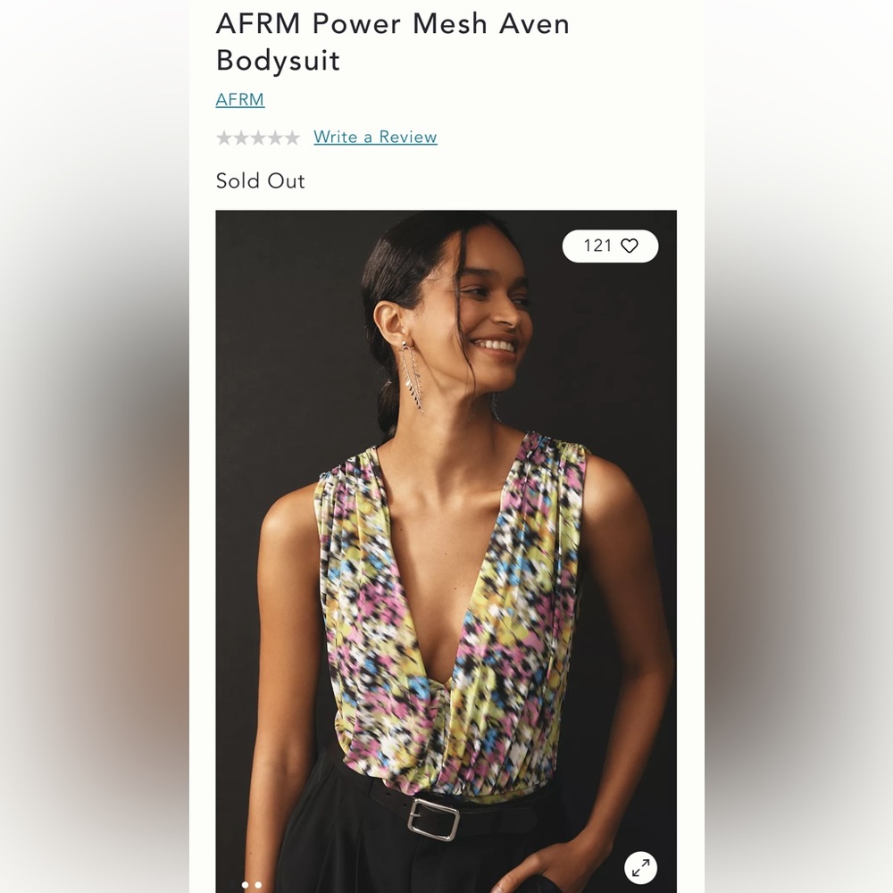 AFRM Power Mesh Aven Bodysuit Multi-Color Size Small